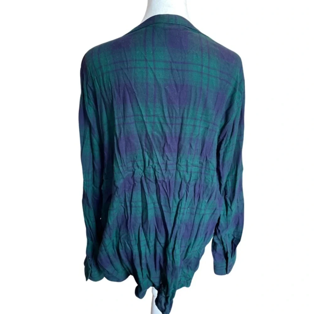 Calvin Klein Jeans classic blue and green plaid button up XL
